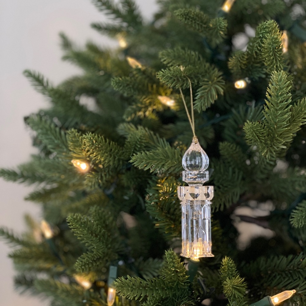 Set 3 Vintage Clear Acrylic Crystal Tower Cathedral Christmas Ornaments Taiwan